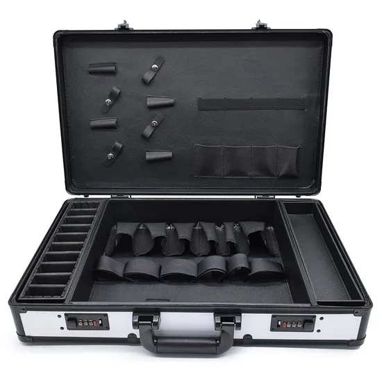 Metal Barber Organizer Box Portable Aluminum Barberia Briefcase Barber Tools Suitcase Salon Large Password Gold Barber Case