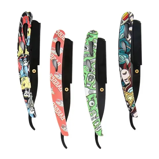 Private Logo Folding Handle Razor Japanese Style Men′s Beard Cutting Shaving Razor Holder Straight Gold Barber Razor 