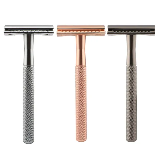 Rose Gold Safety Razor Metal Handle Double Edge Blade Shaving Razor 