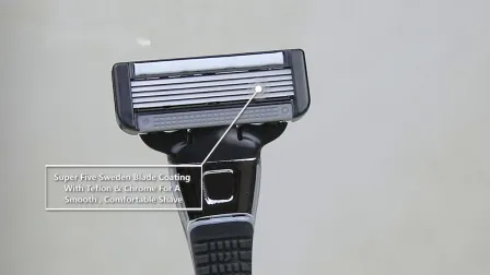 Five Blade System Sweden Stainless Steel Blade Razor with Metal Handle 