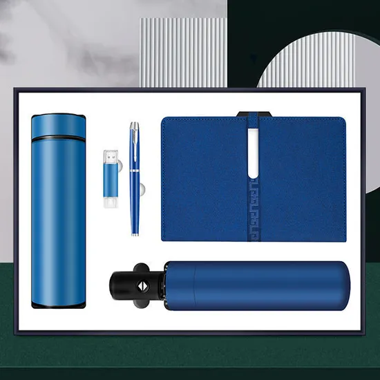 Customized Logo Corporate Promotional Gift Items Umbrella Vacuum Flask Notebook Office Stationery Custom Business Gift Set 